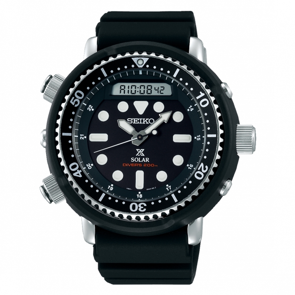 SEIKO PROSPEX雙顯復刻款太陽能潛水腕錶H851-00A0D/SNJ025P1