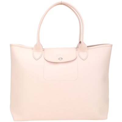 LONGCHAMP Le Pliage City 壓紋皮革塗層帆布托特包(L/裸膚色)