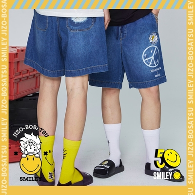 地藏小王 BLUE WAY – JIZOxSMILEY50週年 寬鬆丹寧短褲