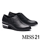 高跟鞋 MISS 21 極簡率性蜥蜴壓紋皮革尖頭粗高跟鞋－黑 product thumbnail 1
