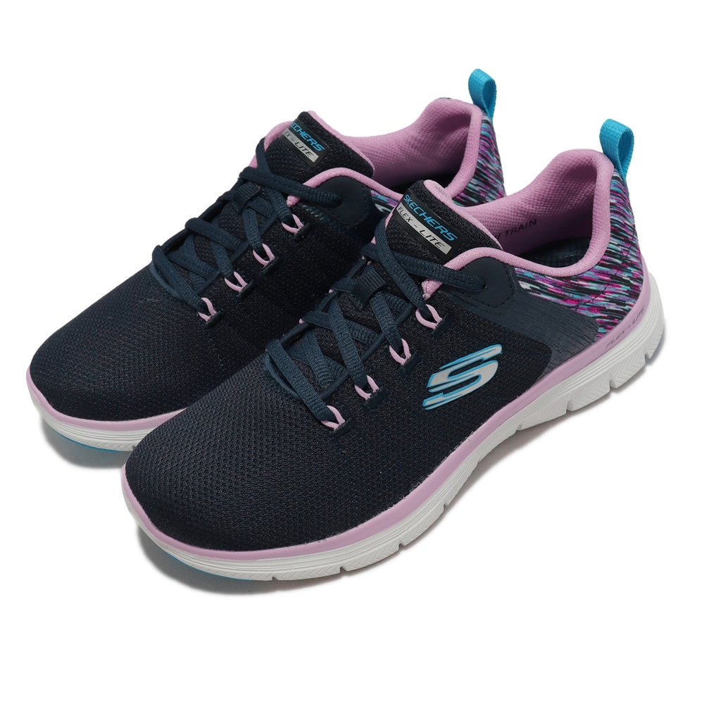 Skechers 訓練鞋 Flex Applea 4 女鞋 深藍 粉 健走 健身 運動鞋 149571NVMT