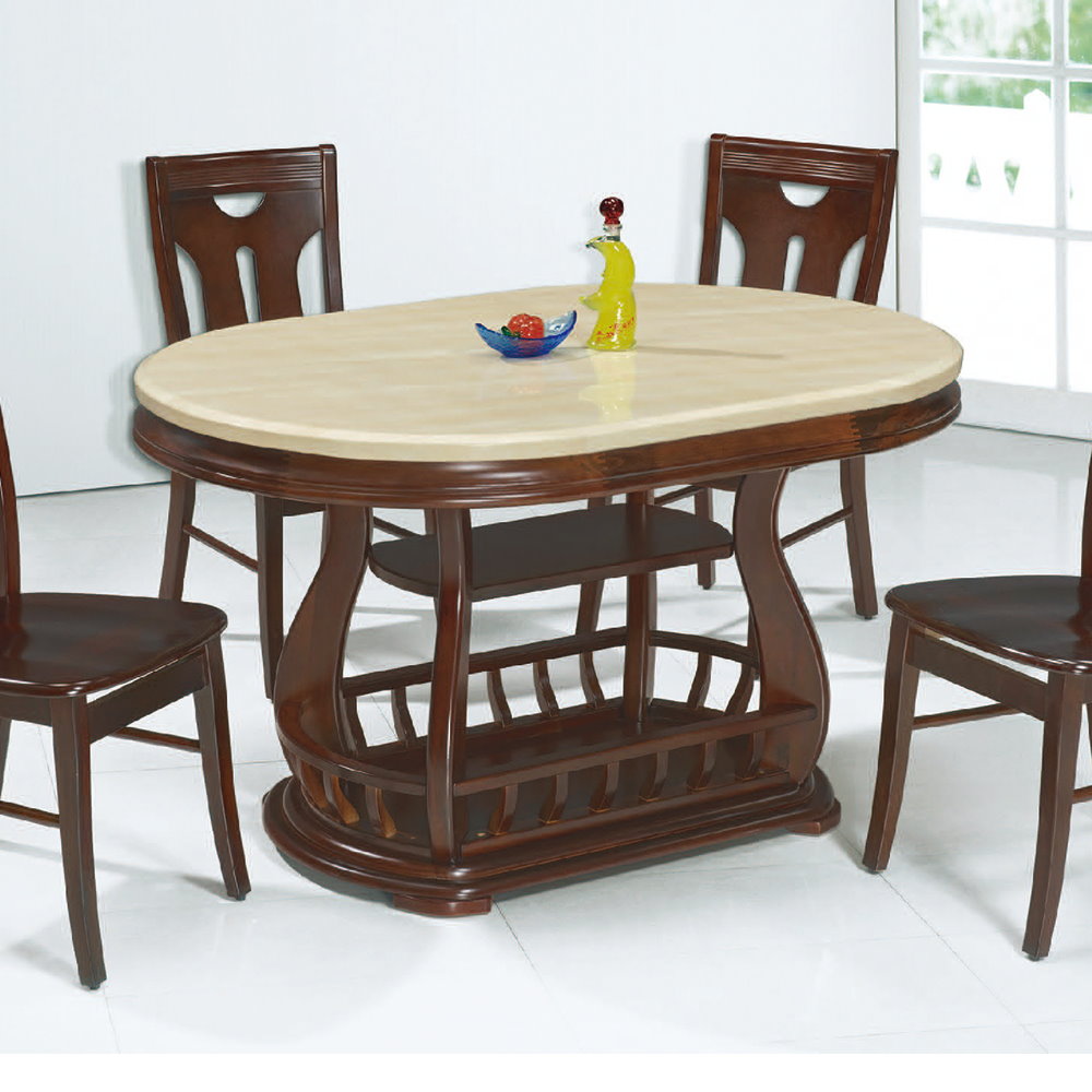 MUNA 胡桃色4.5尺石面橢圓餐桌(不含椅) 136X91X80cm