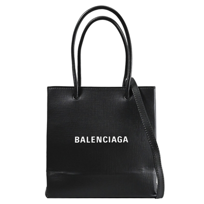 BALENCIAGA 巴黎世家 經典燙印LOGO造型手提斜背兩用紙袋包(黑)