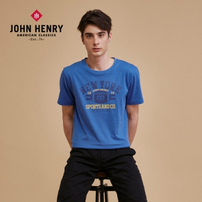 JOHN HENRY 純棉經典橄欖球運動風短袖T恤-二色選