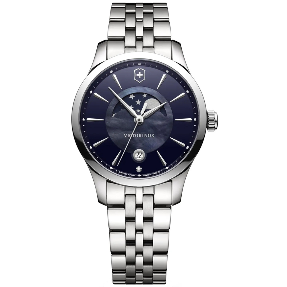 VICTORINOX瑞士維氏 Alliance 珍珠母貝月相腕錶-藍 35mm / VISA-241752