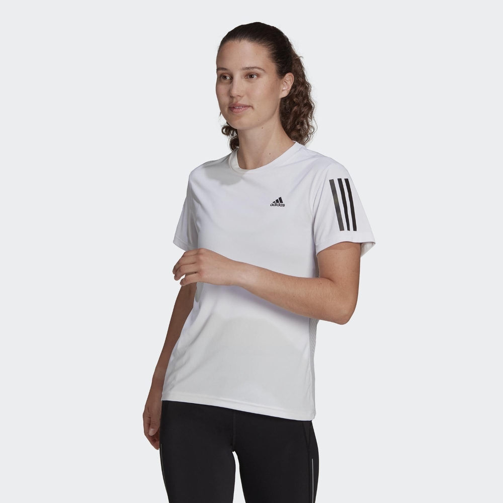 ADIDAS OWN THE RUN TEE 女短袖上衣-白-HB9380