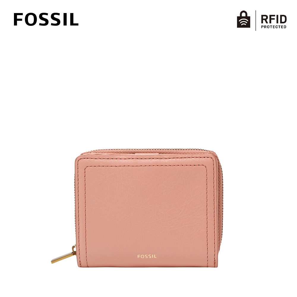 FOSSIL Logan 迷你多功能真皮RFID防盜短夾-玫瑰粉色 SL7923505