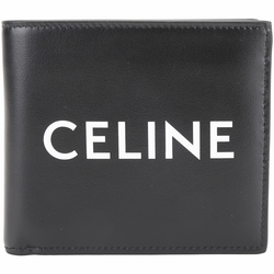 CELINE 印花字母小牛皮對折短夾(黑色)