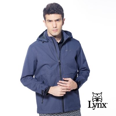 【Lynx Golf】korea男款造型魔鬼氈設計拉鍊口袋連帽可拆長袖外套-藍灰色