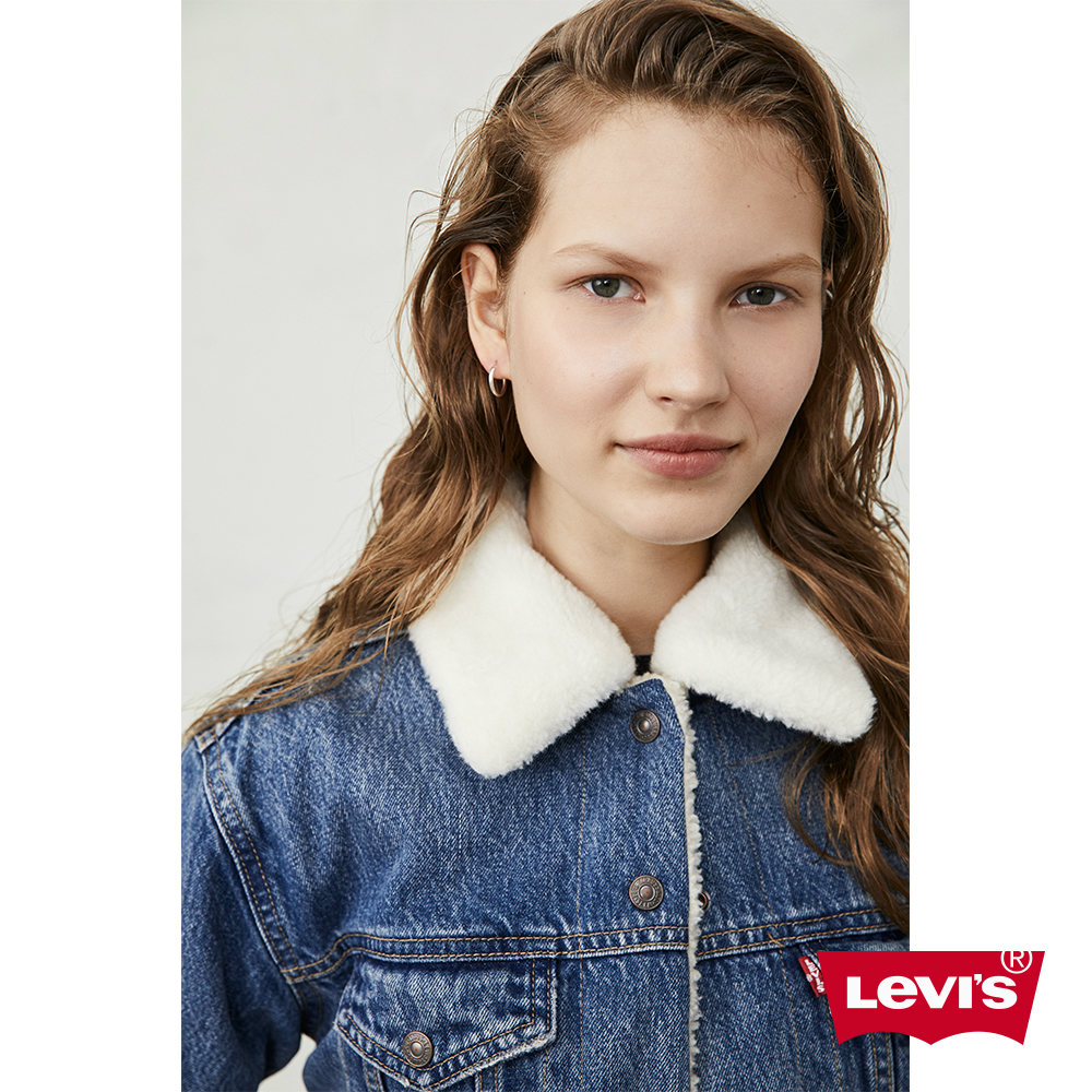 Levis 女款 牛仔外套 可拆式毛領 短版