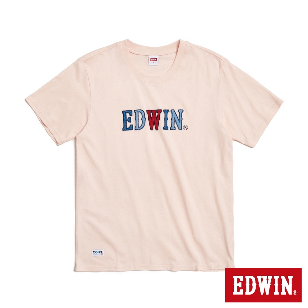 EDWIN 再生系列 CORE 英文字母印花短袖T恤-男-淡粉紅