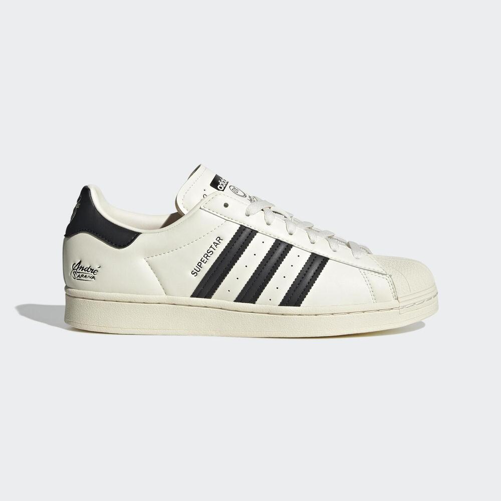 Adidas Superstar GZ2203 男女 休閒鞋 經典 貝殼頭 聯名 塗鴉 奶油底 情侶穿搭 米白 黑