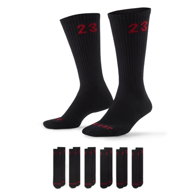 Nike Jordan 襪子 Essential Crew Socks 6雙入 23 黑紅 喬丹 DH4287-011