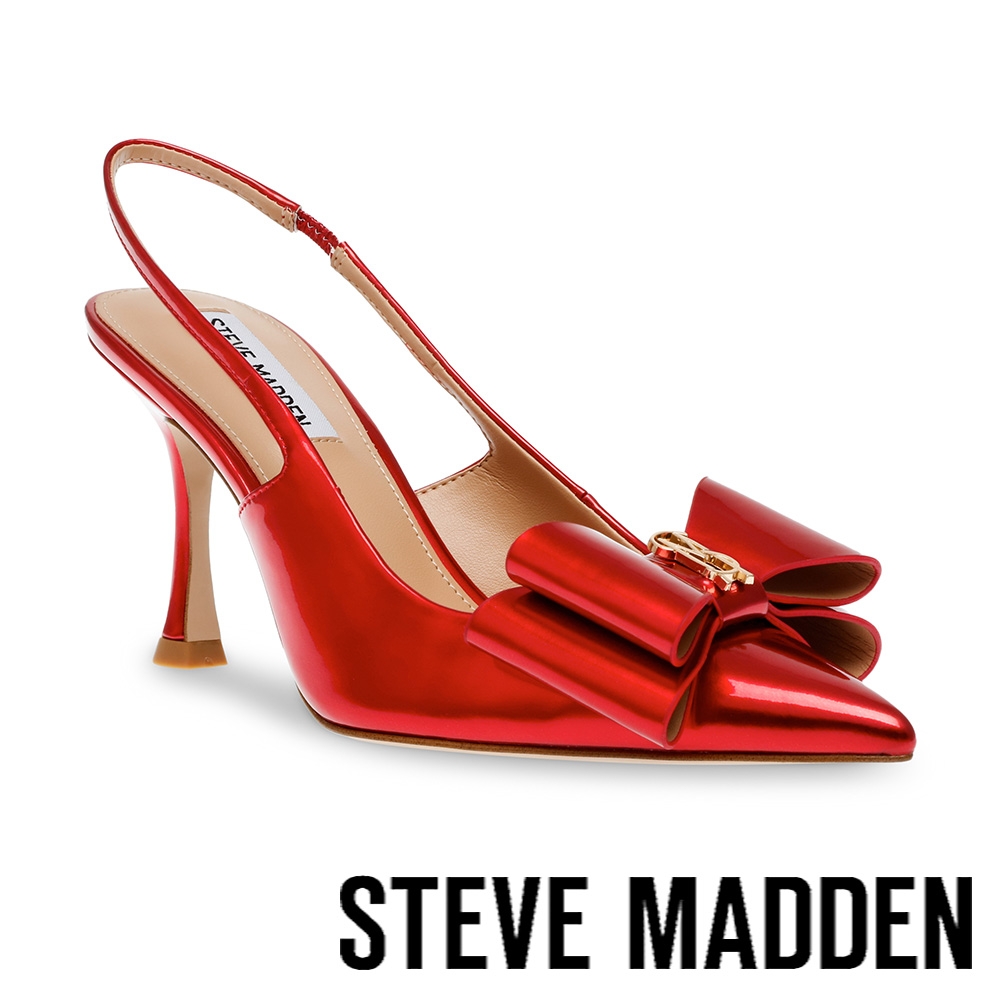 STEVE MADDEN-CELEBRATE 蝴蝶結尖頭繞踝細跟鞋-紅色