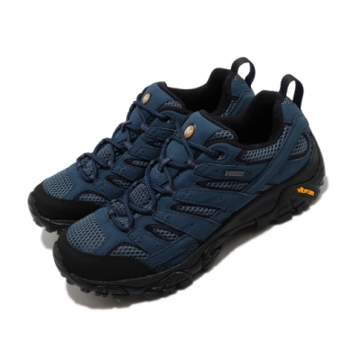 Merrell 戶外鞋 Moab 2 GTX 低筒 男鞋 登山 越野 耐磨 黃金大底 防潑水 藍 黑 ML034787