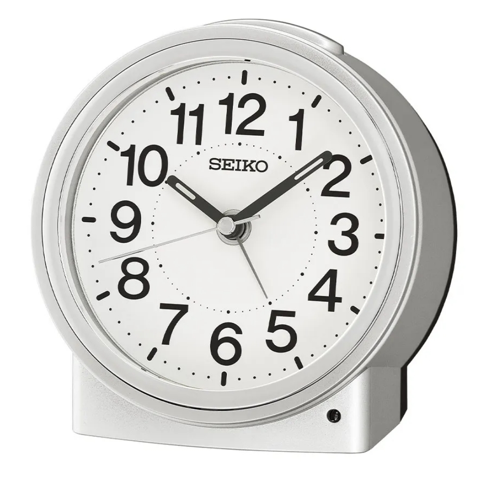 SEIKO 精工 滑動式秒針 嗶嗶聲 靜音 貪睡鬧鐘(QHE199S)12X11cm