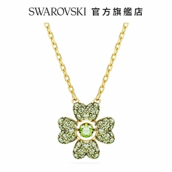 SWAROVSKI 施華洛世奇 Idyllia 鏈墜 幸運草, 綠色, 鍍金色色調