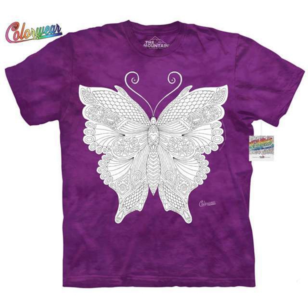摩達客-美國進口ColorWear 蝴蝶 禪繞畫療癒藝術 環保短袖T恤(現貨)