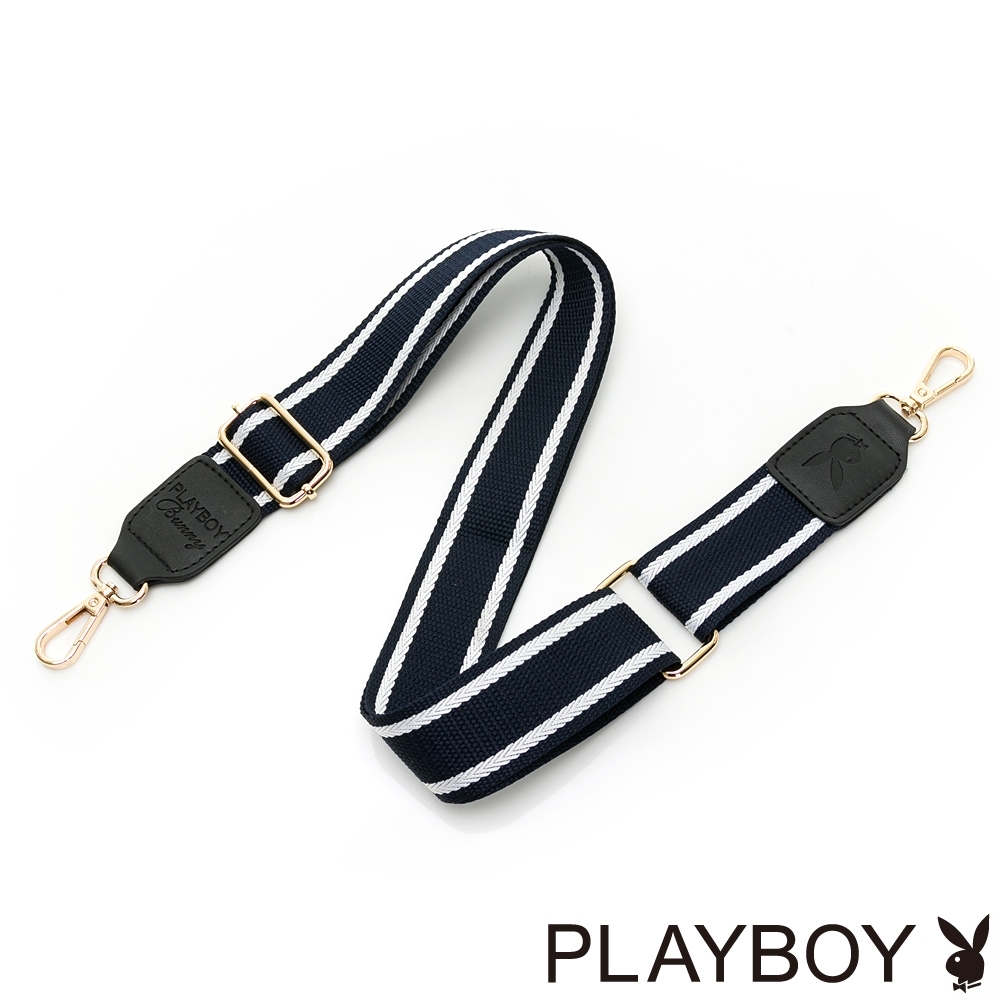 PLAYBOY-質感寬版肩背帶系列-藍白直條紋