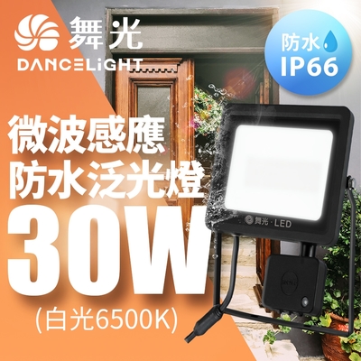 舞光 微波感應泛光燈 30W IP66防水 防眩強化玻璃(白光/黃光)