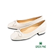 GREEN PINE方頭牛皮蝴蝶結芭蕾舞粗跟鞋白色(00322801) product thumbnail 1