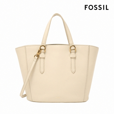 FOSSIL Tessa 真皮兩用大手提包-米白色 SHB3170111