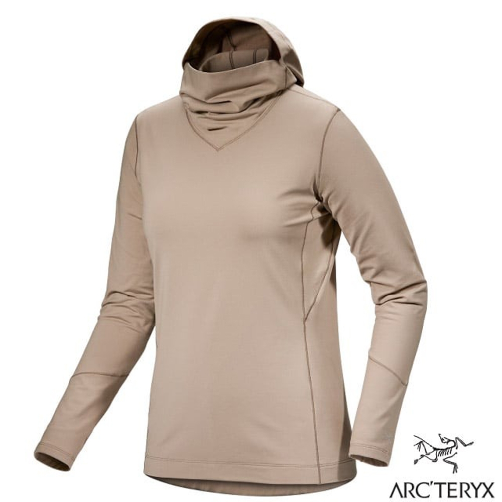 【ARCTERYX 始祖鳥】女 Rho 彈性透氣登山健行保暖連帽套頭衫.帽T.上衣_X000007326 煙燻棕