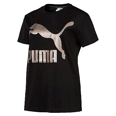 PUMA-女性流行系列No.1 Logo短袖T恤-黑色-亞規