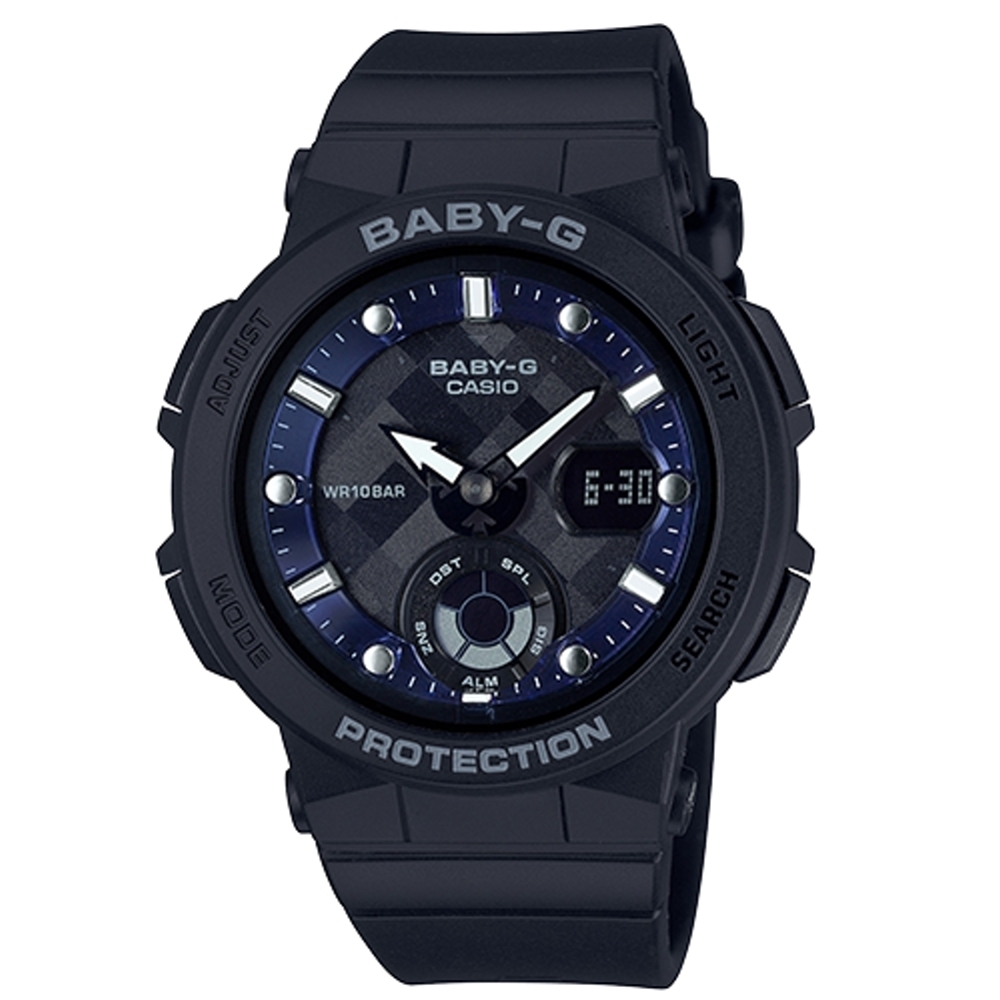 CASIO卡西歐 BABY-G街頭繽紛雙顯錶(BGA-250-1A)黑色/41mm
