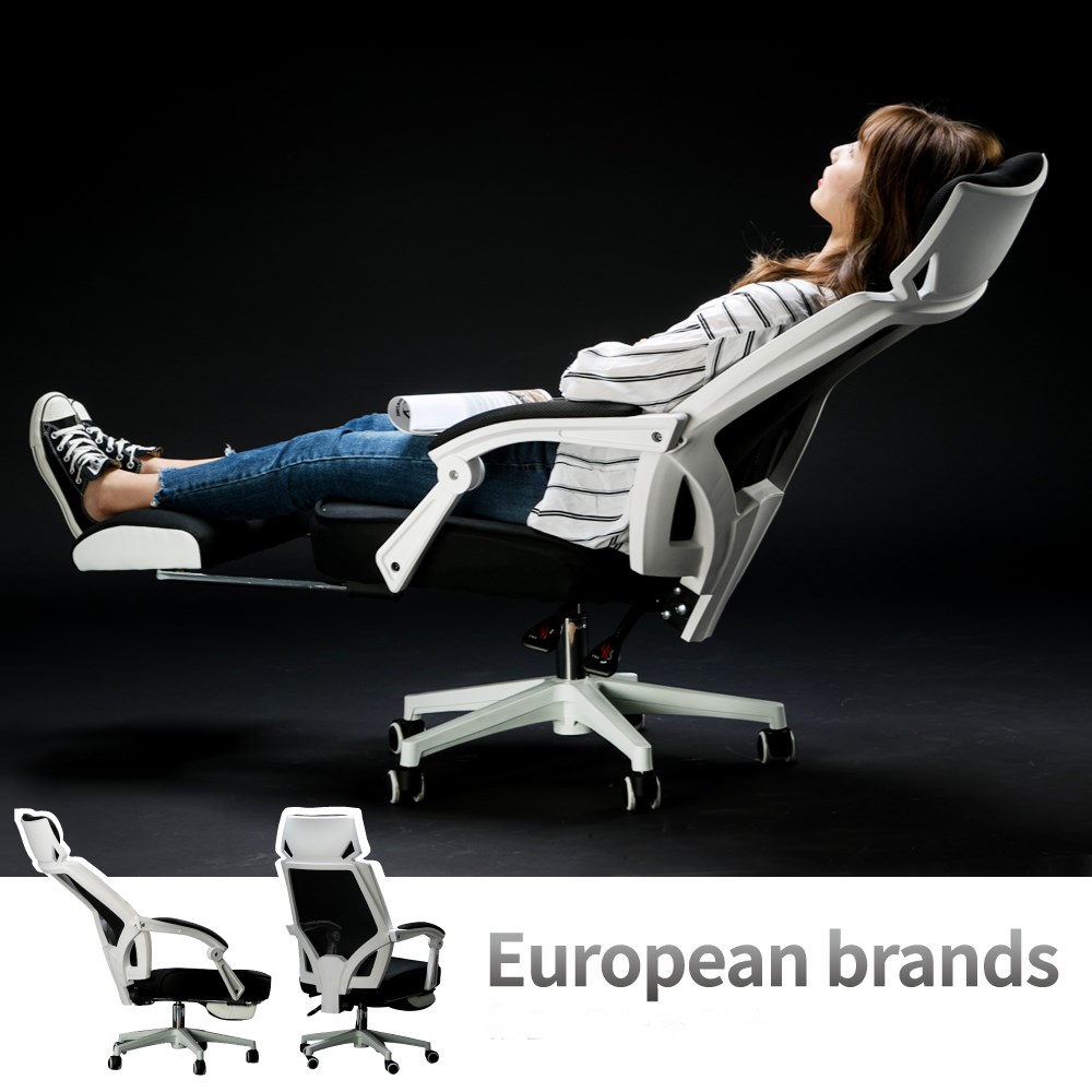 IDEA-新一代加大頭枕舒適高背電腦椅-附腳托.PU靜音滑輪
