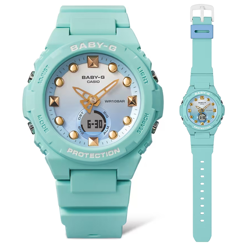 CASIO 卡西歐BABY-G 夏日陽光多彩繽紛休閒雙顯錶-薄荷綠BGA-320-3A