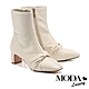 短靴 MODA Luxury 唯美扭結牛皮方頭高跟短靴－米 product thumbnail 1