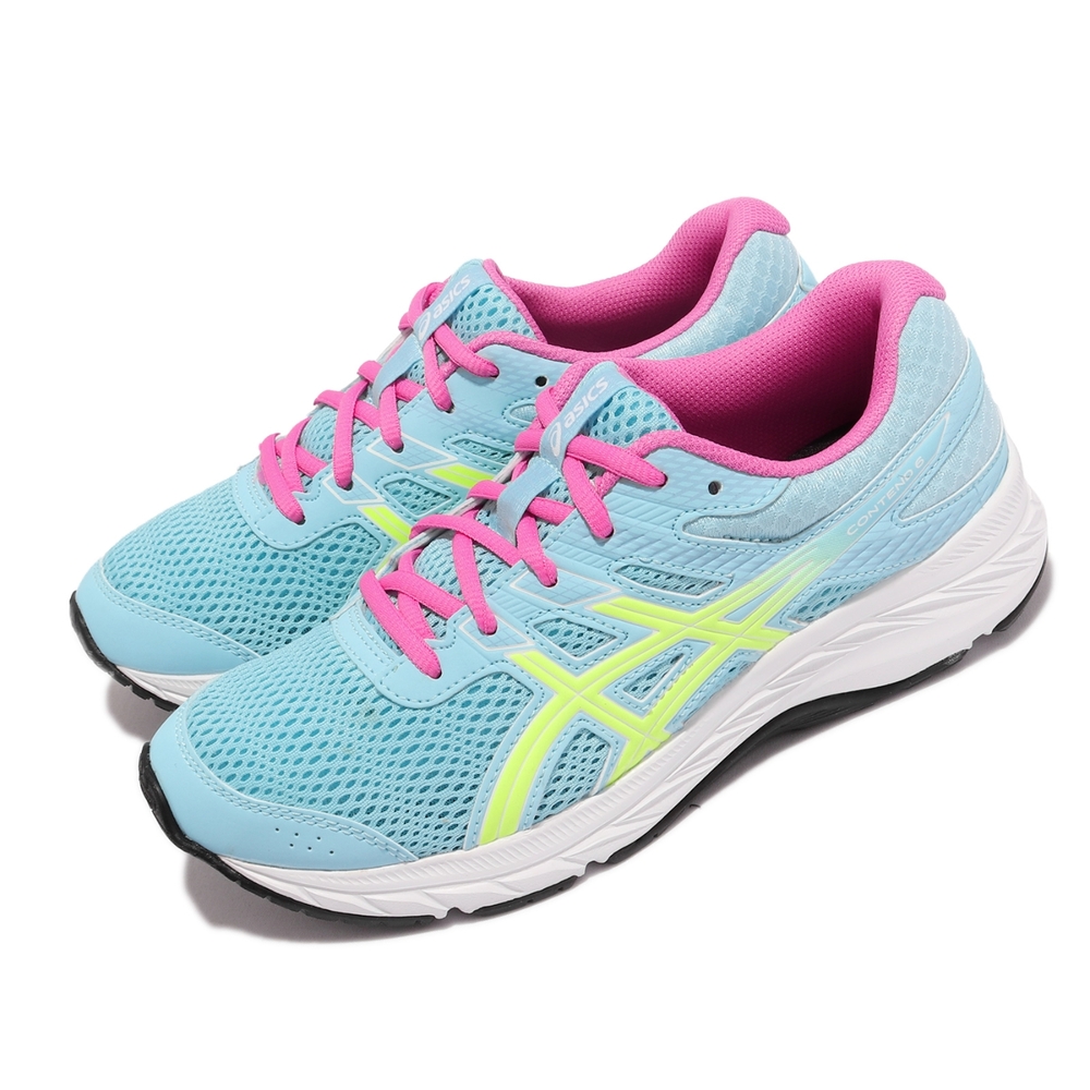 Asics 慢跑鞋 Contend 6 GS 女鞋 亞瑟士 路跑 緩震 AmpliFoam 藍 白 1014A086405