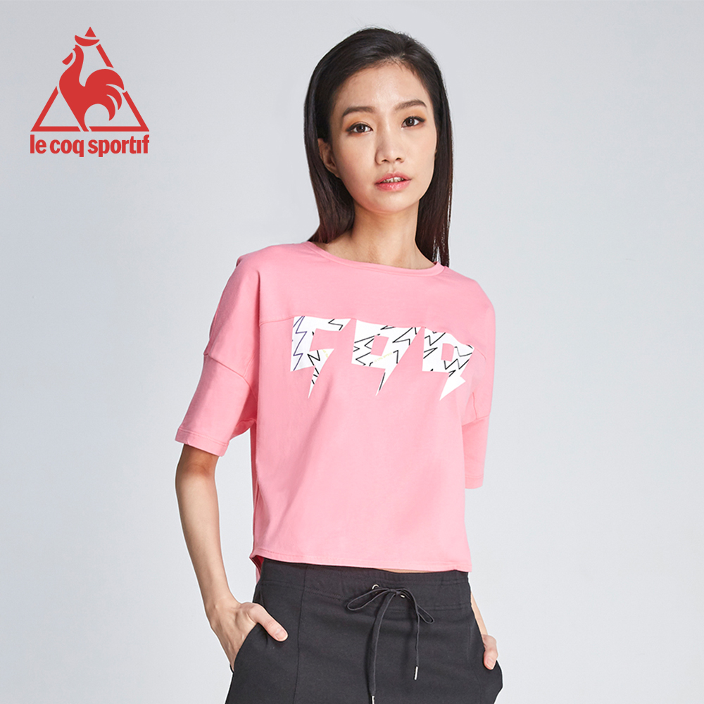 le coq sportif 法國公雞牌COQ系列閃電印花短袖T恤 女-桃紅