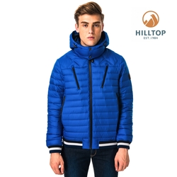 Hilltop 山頂鳥 男款超潑水保暖蓄熱羽絨夾克F24ME6藍
