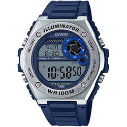 CASIO 卡西歐 10年電力金屬風計時手錶 迎春好禮-藍 MWD-100H-2A