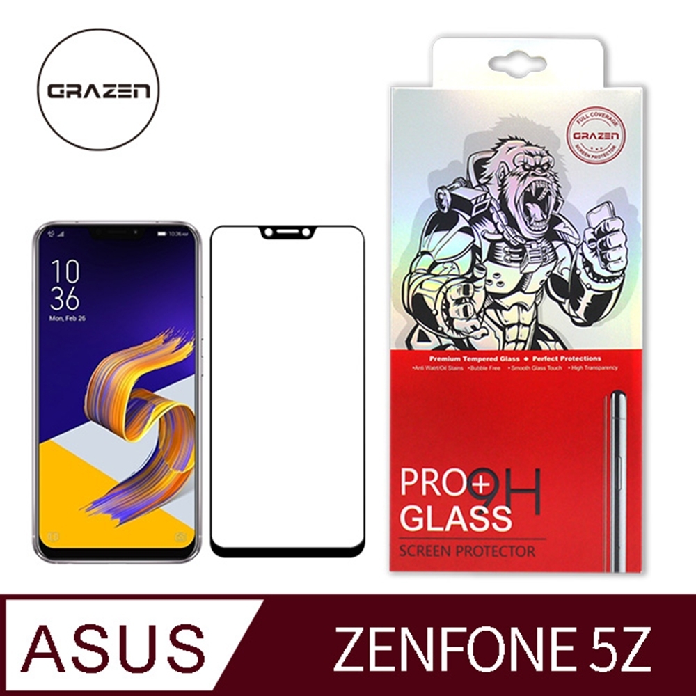 【格森GRAZEN】ASUS ZENFONE 5Z ZS620KL 滿版(黑)鋼化玻璃