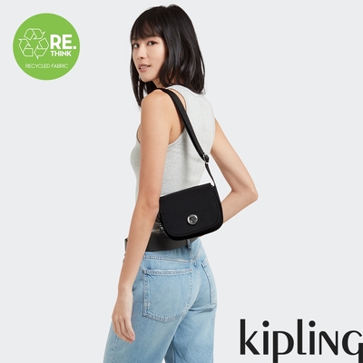 Kipling 經典百搭黑掀蓋式小肩背包-LOREEN MINI