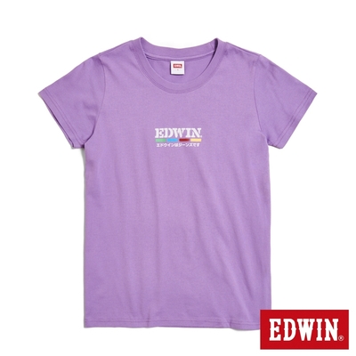 EDWIN 復古光譜印花短袖T恤-女-灰紫色