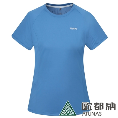 【ATUNAS 歐都納】女款排汗透氣短袖T恤A8TS2317W藍/防曬抗UV/休閒旅遊/日常穿搭/大尺碼
