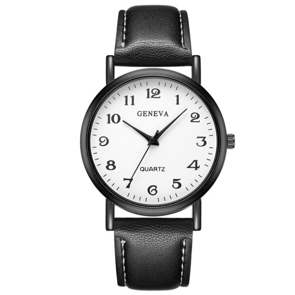 Geneva 日內瓦-典雅風格官方旗艦數字手錶-黑帶白面/36mm