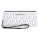 MICHAEL KORS JET SET TRAVEL銀字LOGO滿版防刮皮革長夾-白/藍 product thumbnail 1