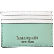 KATE SPADE 立體LOGO防刮皮革多夾層名片夾-湖水綠x白 product thumbnail 1