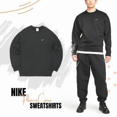 Nike 大學T Lab Solo Swoosh 衛衣 黑 男款 重磅 落肩 寬鬆 刺繡 小勾 DX1362-010