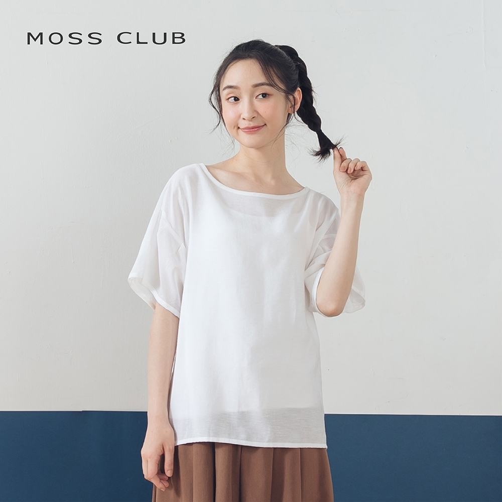 【MOSS CLUB】簡約素色背部打褶剪裁-襯衫(白色)