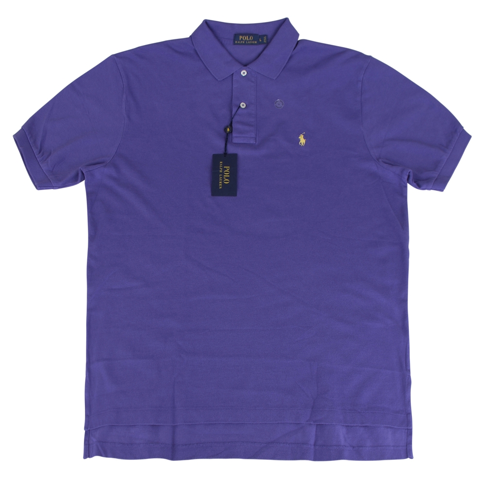 Ralph Lauren 經典戰馬短袖POLO衫(男/紫底小黃馬)