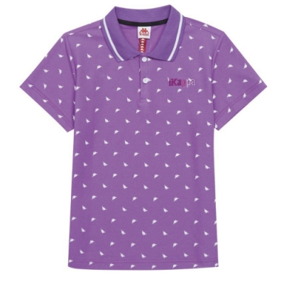 KAPPA義大利 時尚吸濕排汗女針織短袖POLO衫 粉紫 34172VWXDC