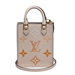 LV M80449經典PETIT SAC PLAT系列Empreinte雙色牛皮手提/斜背包(米黃色)