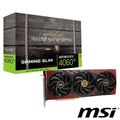 MSI微星 GeForce RTX 4060 Ti GAMING SLIM MONSTER HUNTER EDITION 8G顯示卡