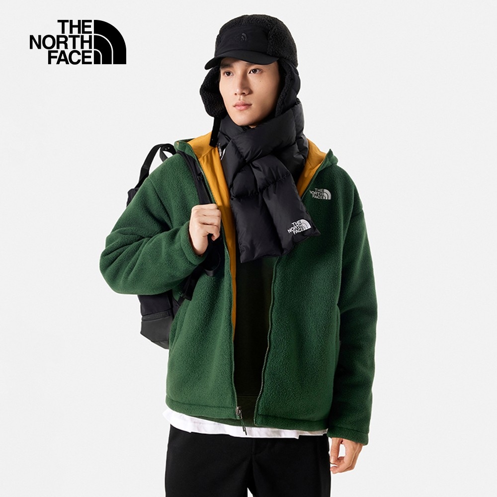 The North Face 官方旗艦】北面男款綠色防風保暖兩面穿連帽抓絨外套 